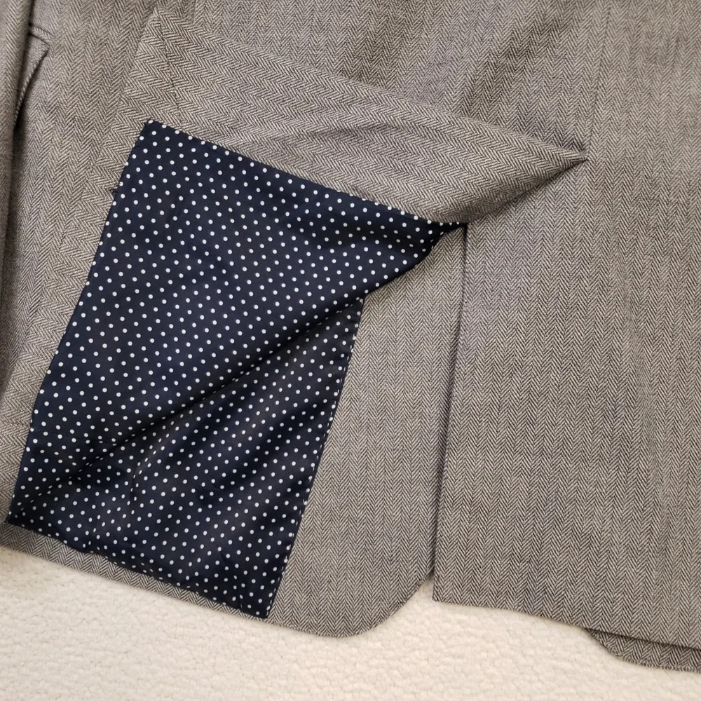 Banana Republic Sport Coat Mens 44R Gray Herringbone Slim Fit Cotton Blazer